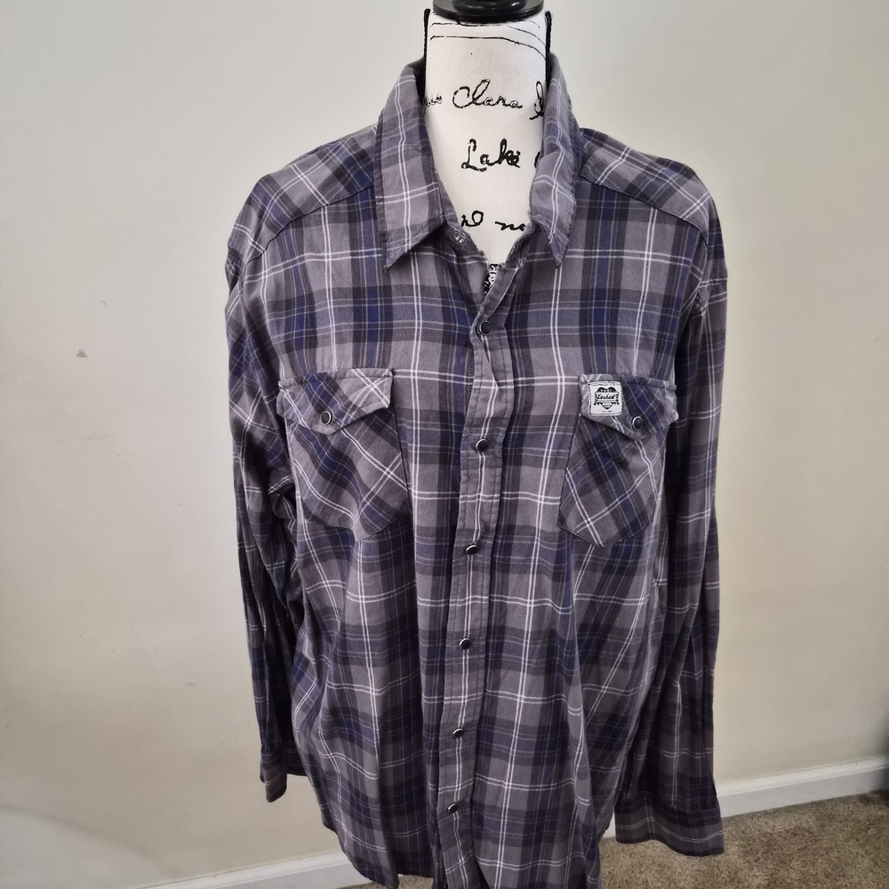 Carhartt Men's Plaid Button Down Shirt - Blue and Gray